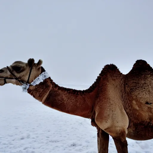 Prompt: a camel in the snow