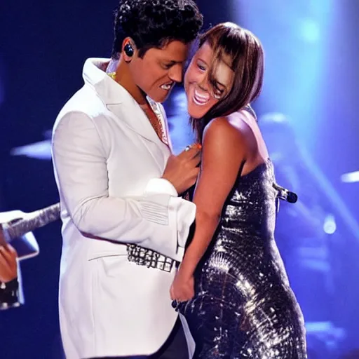 Prompt: bruno mars singing to a girl who hates bruno mars