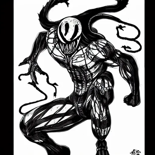 Prompt: venom in the style of akira toriyama, manga cover, ink sketch