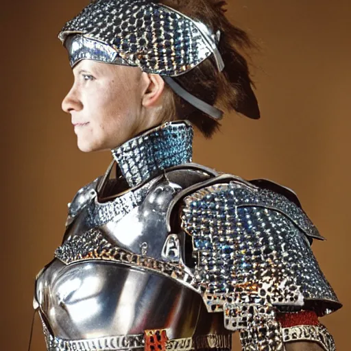 Image similar to photo of a female warrior with sapphire encrusted armour