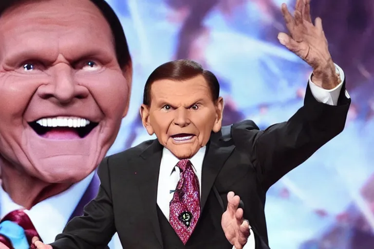 Image similar to kenneth copeland depicted as devil with tentacles instead of arms