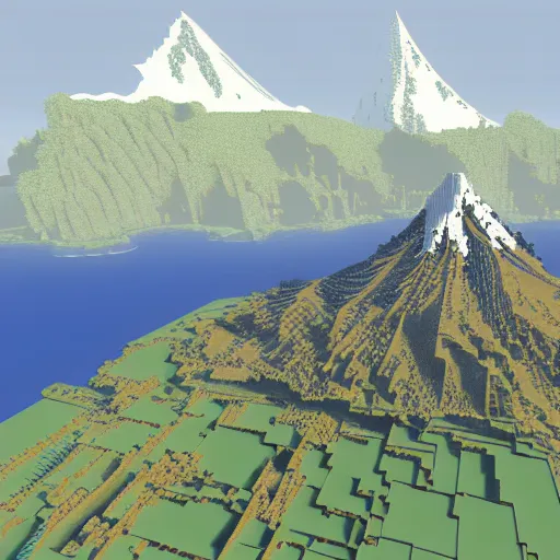 Prompt: mount taranaki built in minecraft