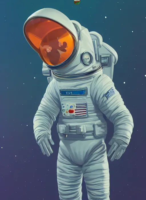 Image similar to a portrait of an astronaut frog standing top of the earth, au naturel, hyper detailed, digital art, trending in artstation, cinematic lighting, studio quality, smooth render, unreal engine 5 rendered, octane rendered, art style by kurzgesagt and nixeu and ian sprigger and wlop and krenz cushart