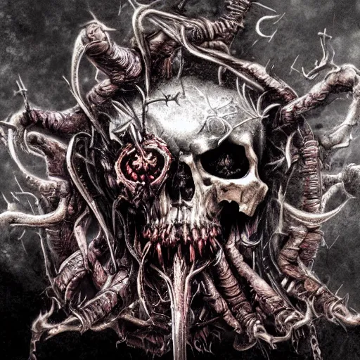 Prompt: Death Metal album cover, Quen Elizabethhigh detail, ArtStation,