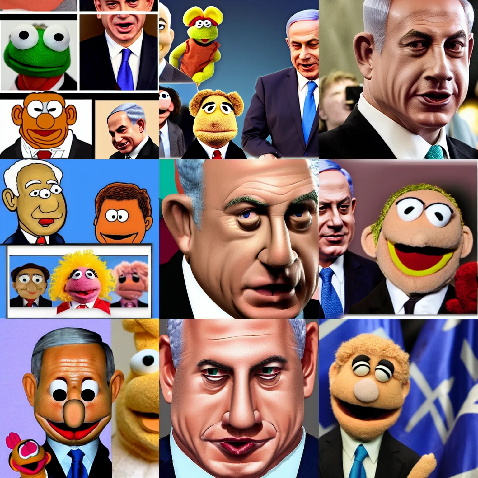 Prompt: Benjamin Netanyahu as a muppet