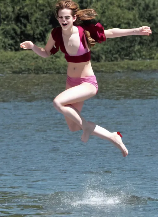 Image similar to emma watson jumping on water