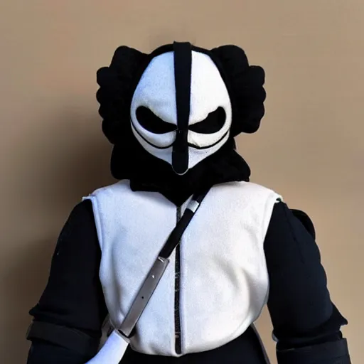 Image similar to cute fumo plush of a masked guard from an oppressive scifi regime