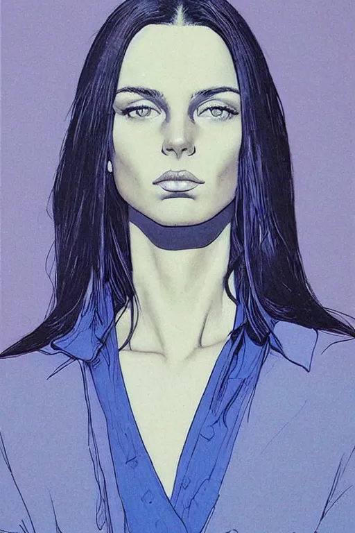 Image similar to portrait fashion model artwork by jean giraud