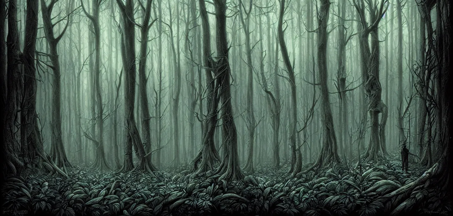 Prompt: dark forest by ferez andrew