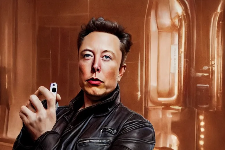 Prompt: hyperrealism aesthetic ridley scott and denis villeneuve style portrait photography of a detailed hyperrealism elon musk, siting on a detailed hyperrealism toilet and scrolling his detailed smartphone in hyperrealism scene from detailed art house movie in style of alejandro jodorowsky and wes anderson