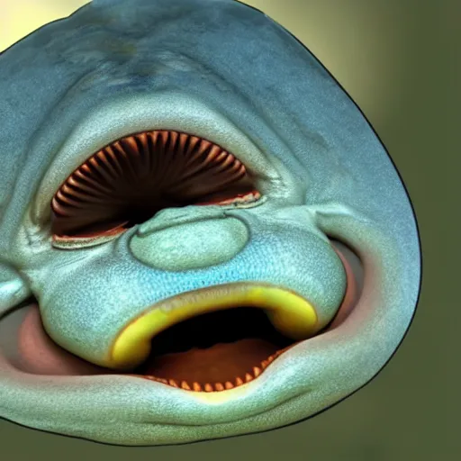 Image similar to gollum - faced fish