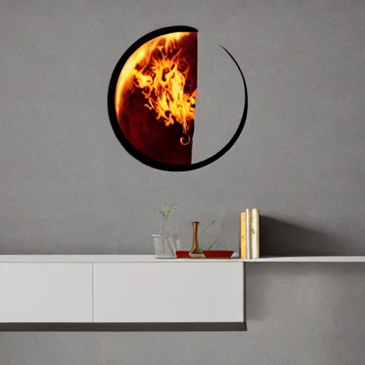 Prompt: earth on fire icon design, by bauhaus, engraving, circle canvas