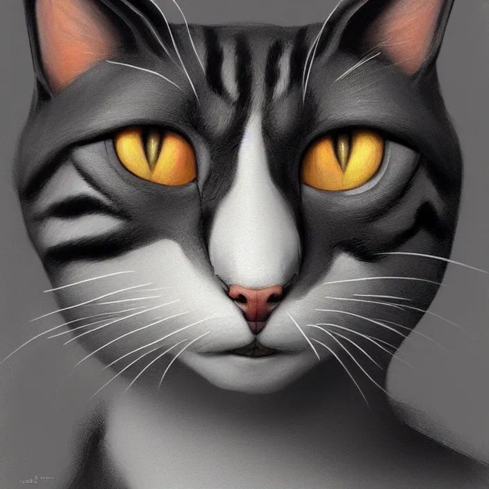 Prompt: profile face portrait of a cat shape like dog eating cakes in the cloisters, beautiful face, hyper realistic, highly detailed, digital painting, artstation, illustration, concept art by hyung tae and frank frazetta, digital paint, matte paint, washed colors, dark, gloomy