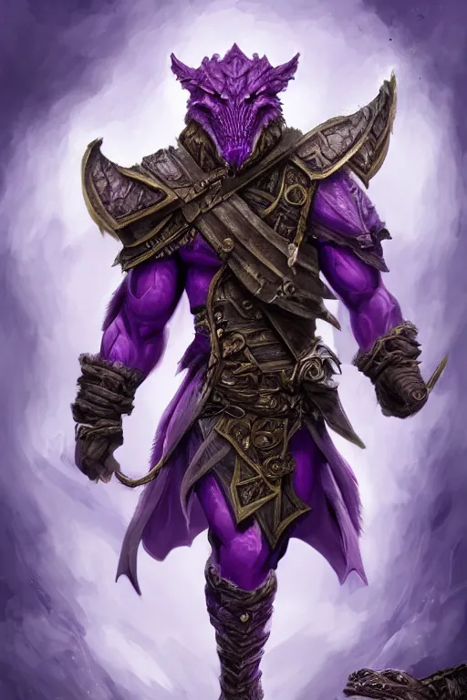 Image similar to amethyst Dragonborn adventurer, ultra detailed, digital art, 8k ,character ,realistic, portrait, hyperrealistic