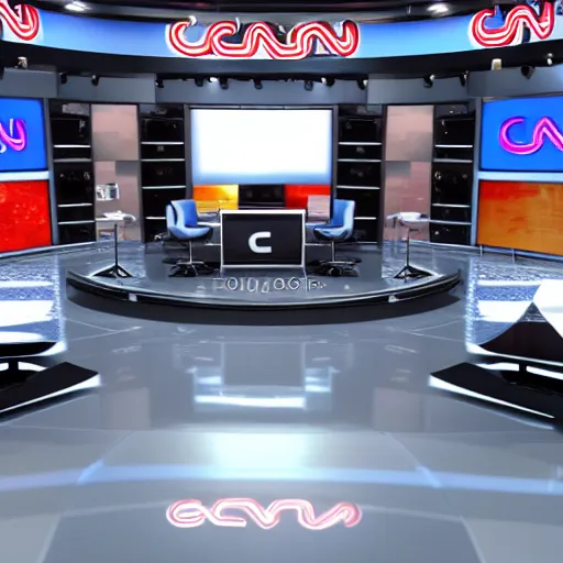 Prompt: CNN TV news studio background, unreal engine, hyper realism, high detailed, 8k,