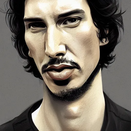 Image similar to adam driver detailed illustration of god, intricate, elegant, highly detailed, centered, digital painting, artstation, concept art, smooth, sharp focus, league of legends concept art, wlop