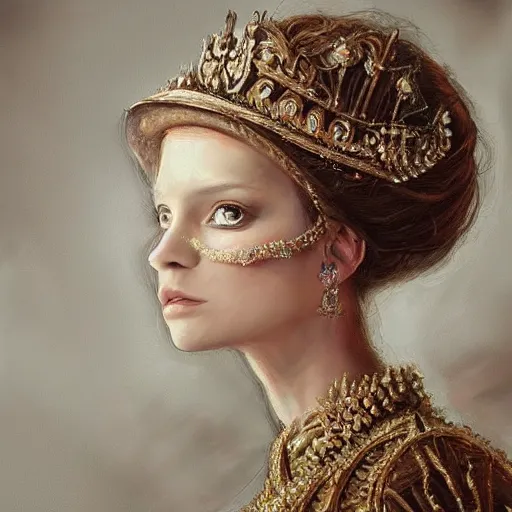 Image similar to portrait painting of a princess, ultra realistic, concept art, intricate details, eerie highly detailed