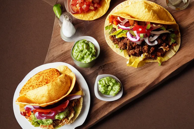 Prompt: taco hamburger, commercial photography