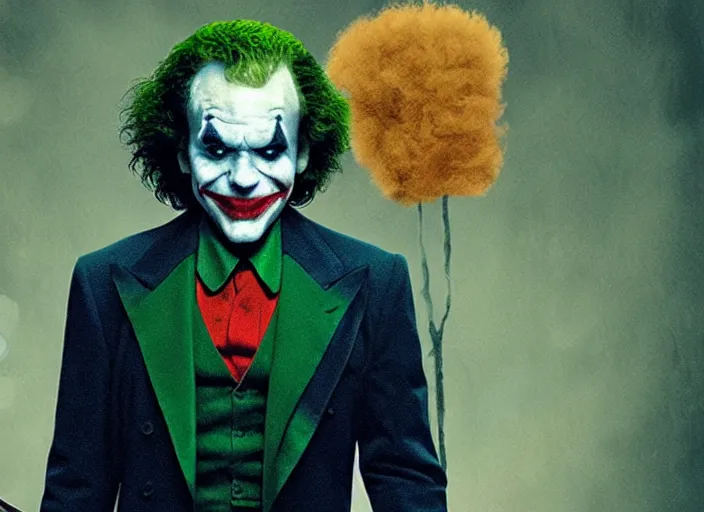 Image similar to film still of Bob Ross as Joke in the new Joker movie, 4k