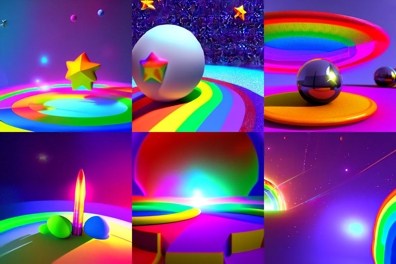 Prompt: 🌈⭐️🪐🚀, octane 3d render