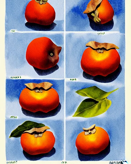 Image similar to persimmon illustration detailed, by alba ballesta gonzalez