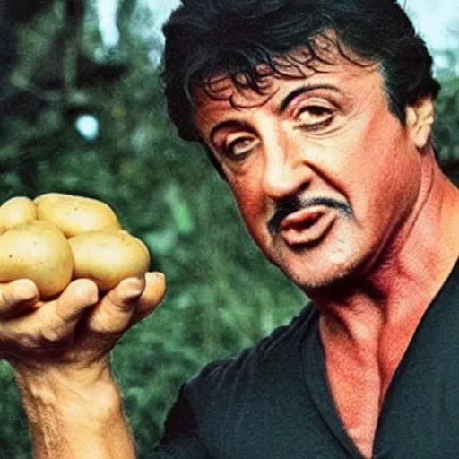 Image similar to stallone made of potatoes