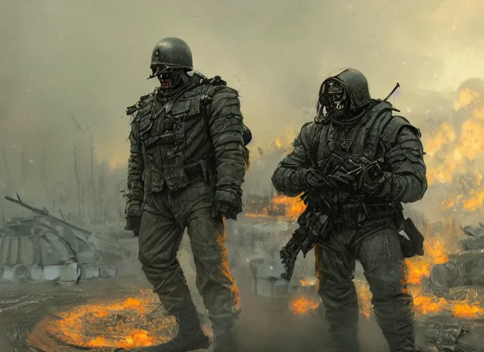 Image similar to demonic t - 8 0 0 terminator in world war two eastern front setting, dieselpunk, winter concept art, artstation, stephen bliss, unreal engine, art by greg rutkowski, loish, rhads, ferdinand knab, makoto shinkai and lois van baarle, pixar, rossdraws, tom bagshaw, global illumination, radiant light, detailed and intricate environment