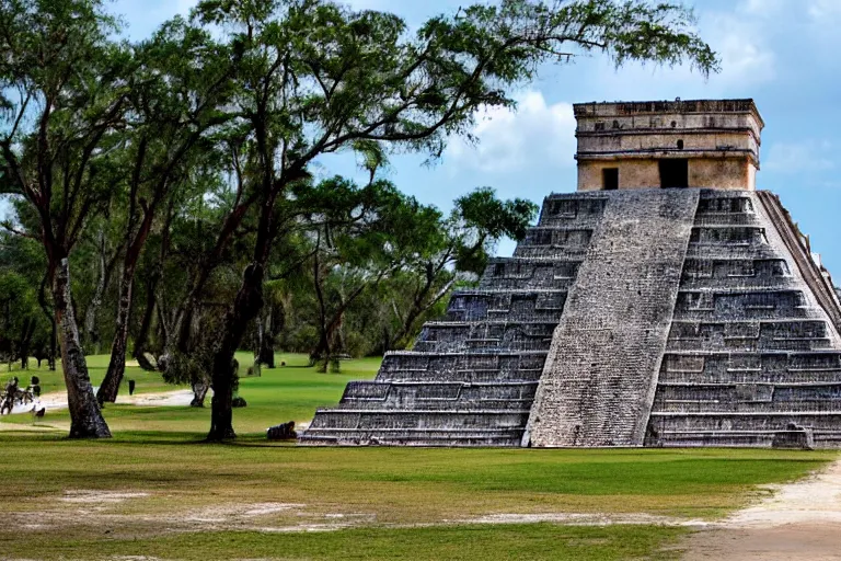 Prompt: holiday photo of Chichen Itza in the future