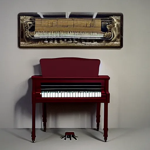 Prompt: a piano made of beef