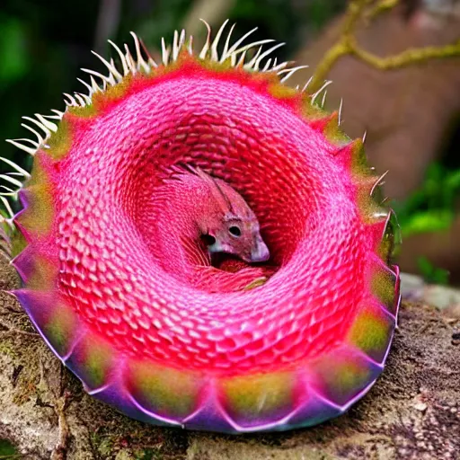 Image similar to photo of a pangolin that looks like a dragonfruit