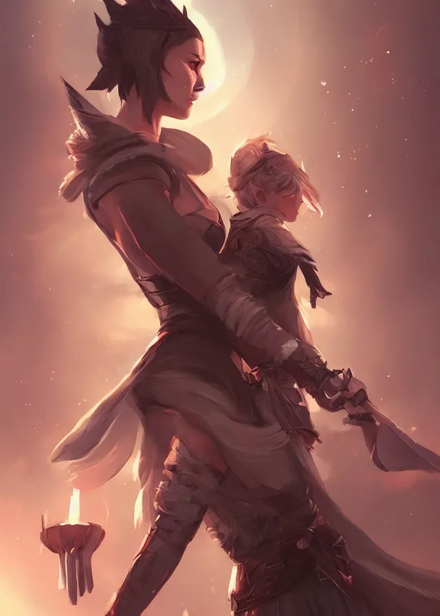 Image similar to the sacred raccoon will guide her choosen knight, by artgerm, charlie bowater, inspired by dragon age inquisition featured on artstation