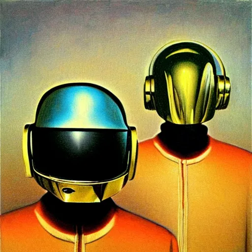 Image similar to album art beautiful portrait of daft punk, painted by zdzislaw beksinski