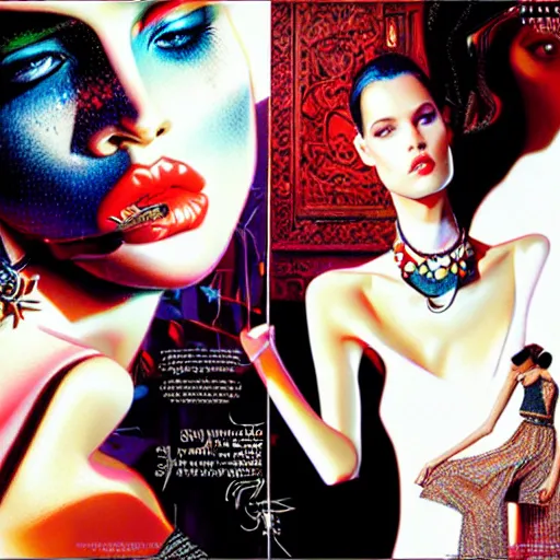 Image similar to fashion editorial campaign by drew struzan, highly detailed