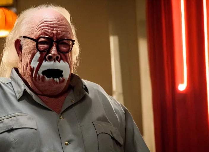 Image similar to wilford brimley as michael myers, movie still, from the new halloween kills movie, 8 k, realistic