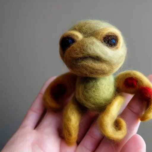 Image similar to a needle felted geodude, needle felting art.