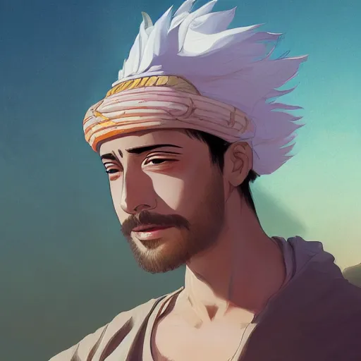 Prompt: Portrait of Haku from Spirited away as a handsome egyptian prince in the desert, highly detailed, smooth, sharp focus, artstation, illustration, digital art by WLOP