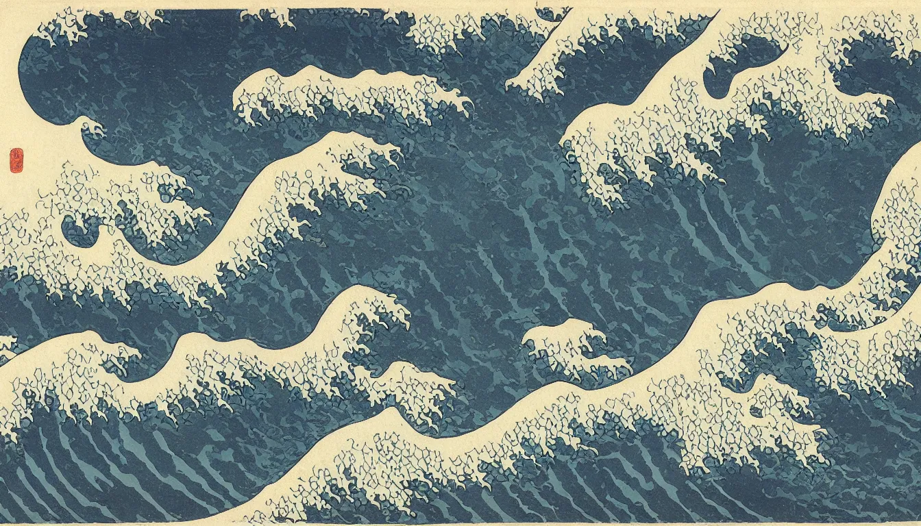 Image similar to oregon coast by hokusai