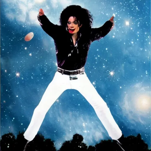 Image similar to michael jackson floating in space