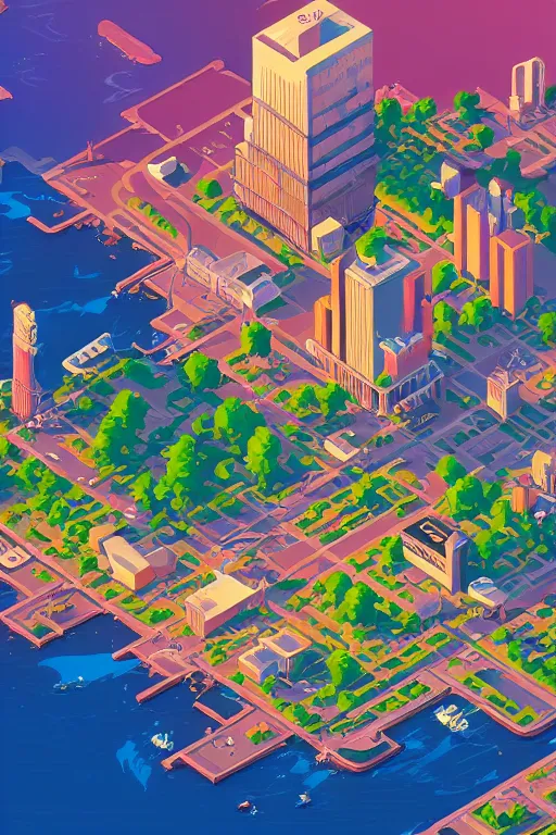 Image similar to Isometric pixelart of Tampa, by Jesper Ejsing, RHADS, Makoto Shinkai and Lois van baarle, ilya kuvshinov, rossdraws global illumination