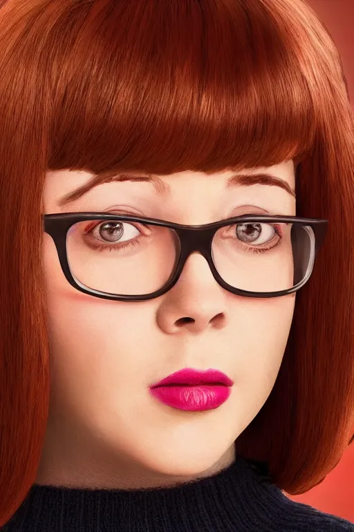 Prompt: portrait, velma dinkley from scooby doo, live action