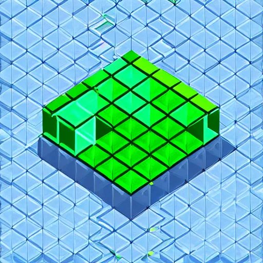 Image similar to transparent cube, isometric, voxels, game art