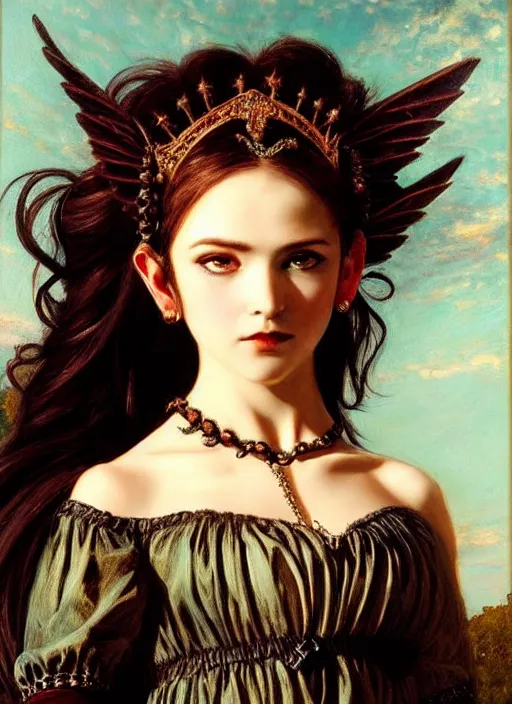 Image similar to ( ( gothic # ) ) princess portrait *. *. by william henry hunt * *, highly detailded, turquoise rust, steampunk, battle angel alita