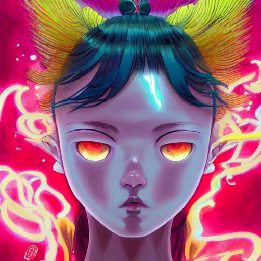 Image similar to prompt : jade lightning portrait soft light painted by james jean and katsuhiro otomo and erik jones, inspired by evangeleon anime, smooth face feature, intricate oil painting, high detail illustration, sharp high detail, manga and anime 1 9 9 9