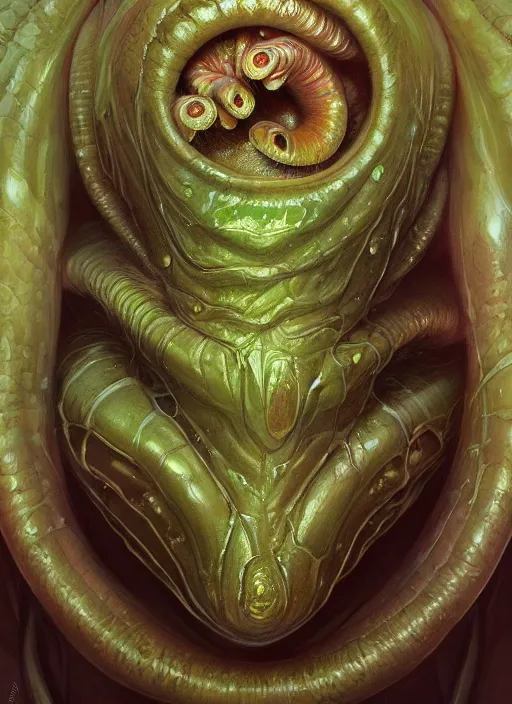 Image similar to elon musk as slimy mollusk, drool, portrait, intricate, elegant, highly detailed, digital painting, artstation, concept art, wallpaper, smooth, sharp focus, illustration, art by h. r. giger and artgerm and greg rutkowski and alphonse mucha