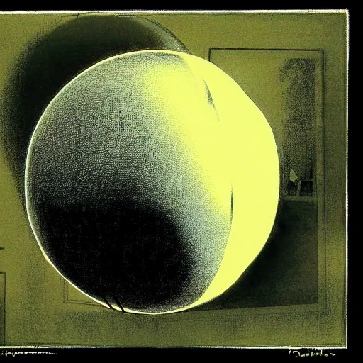 Image similar to Ray tracing, reflective orb, magic, by Dave McKean