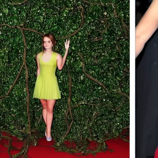 Image similar to angry emma watson entangled and stuck in giant vines