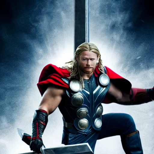 Image similar to thor holding Mjolnir