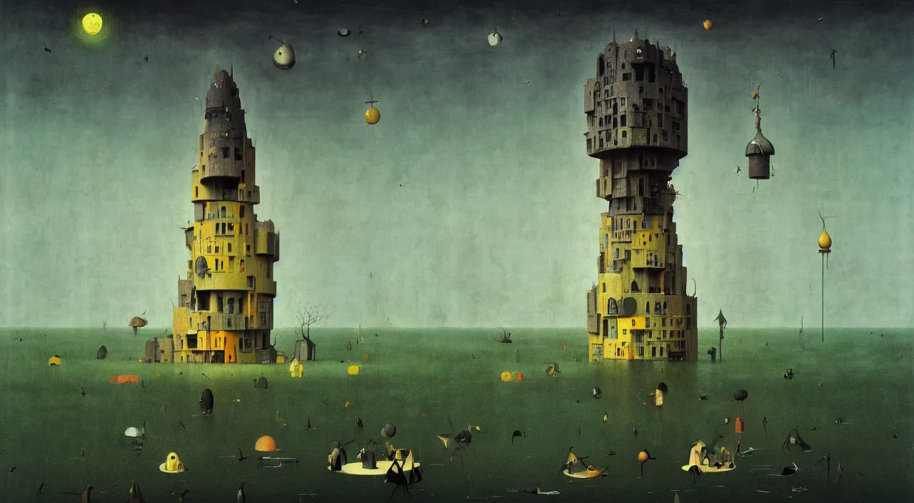 Prompt: single flooded simple!! hive tower anatomy, very coherent and colorful high contrast masterpiece by franz sedlacek hieronymus bosch dean ellis simon stalenhag rene magritte gediminas pranckevicius, dark shadows, sunny day, hard lighting