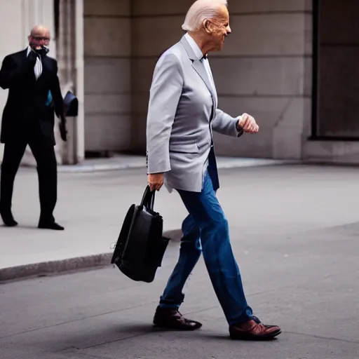 Image similar to joe biden carrying a telfar bag, fashion photography, vogue streetfashion, vsco photo, high definition