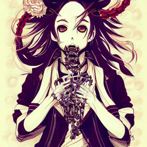 Image similar to anime manga skull portrait young woman skeleton, sonic hedgehog, intricate, elegant, highly detailed, digital art, ffffound, art by JC Leyendecker and sachin teng